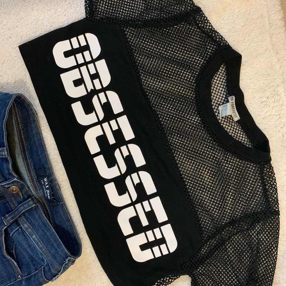Black Net Crop Top
